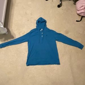 Blue button placket hoodie